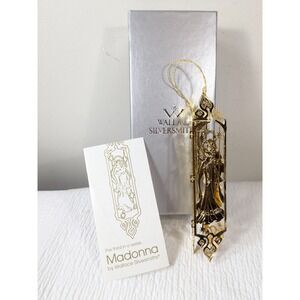 Wallace Silversmiths Madonna child Christmas ornament 24 Karat Gold plate 1990